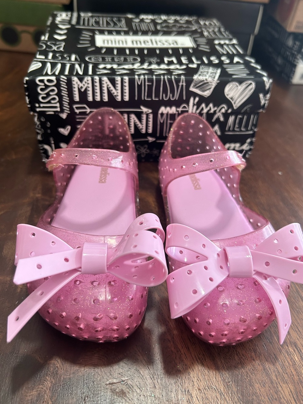 Mini Melissa Girls Pink Bow Jelly Flats nwt